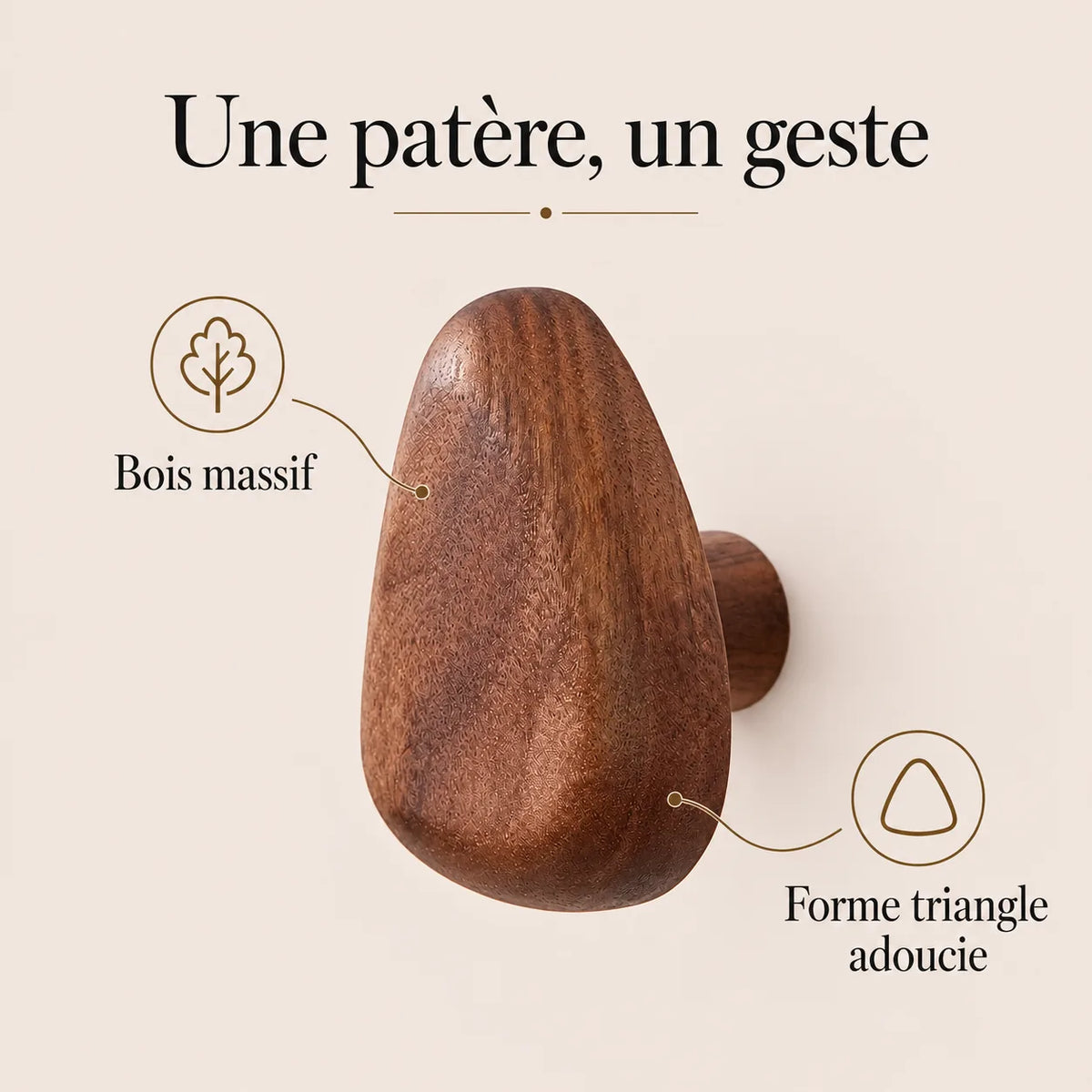 Patère bois triangle murale, crochet bois massif forme géométrique - bénéfices et finition du bois
