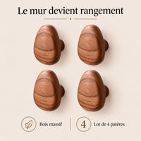 Patère bois triangle lot 4 crochets muraux, forme géométrique bois massif - bénéfices et finition du bois