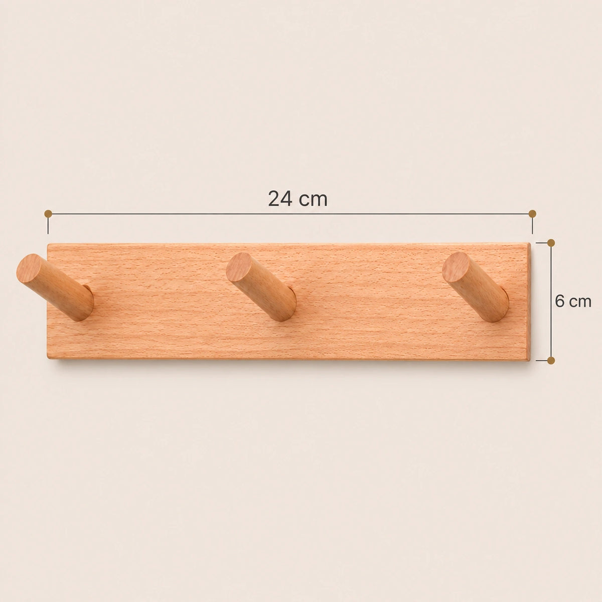 Crochet mural bois massif naturel pour entrée et couloir - dimensions du produit