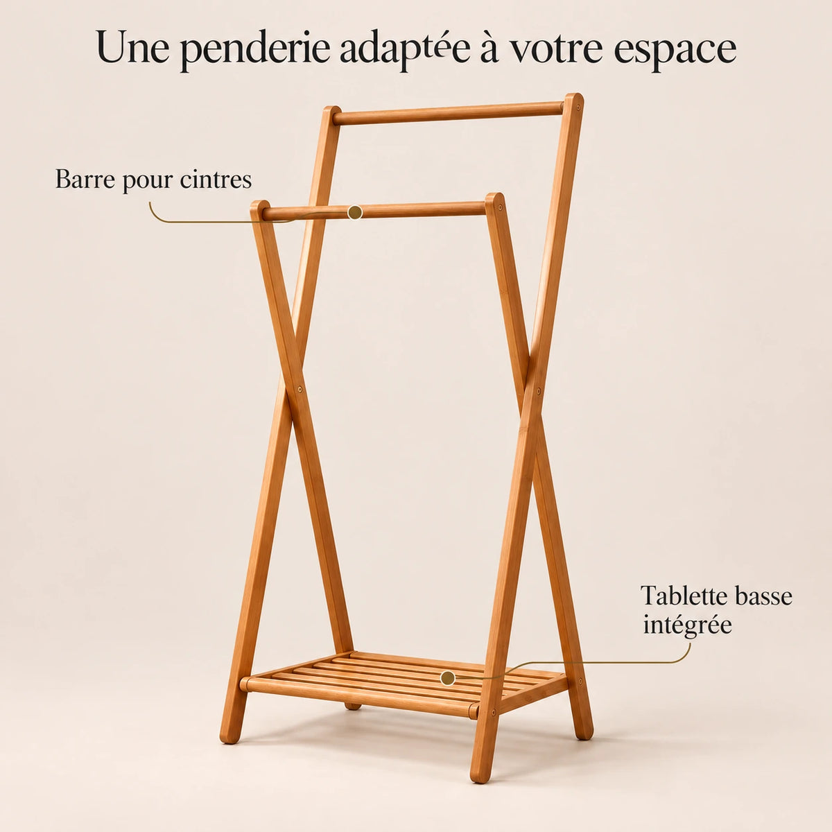 Portant bambou pliant sur pied 51 x 114 cm - bénéfices et organisation