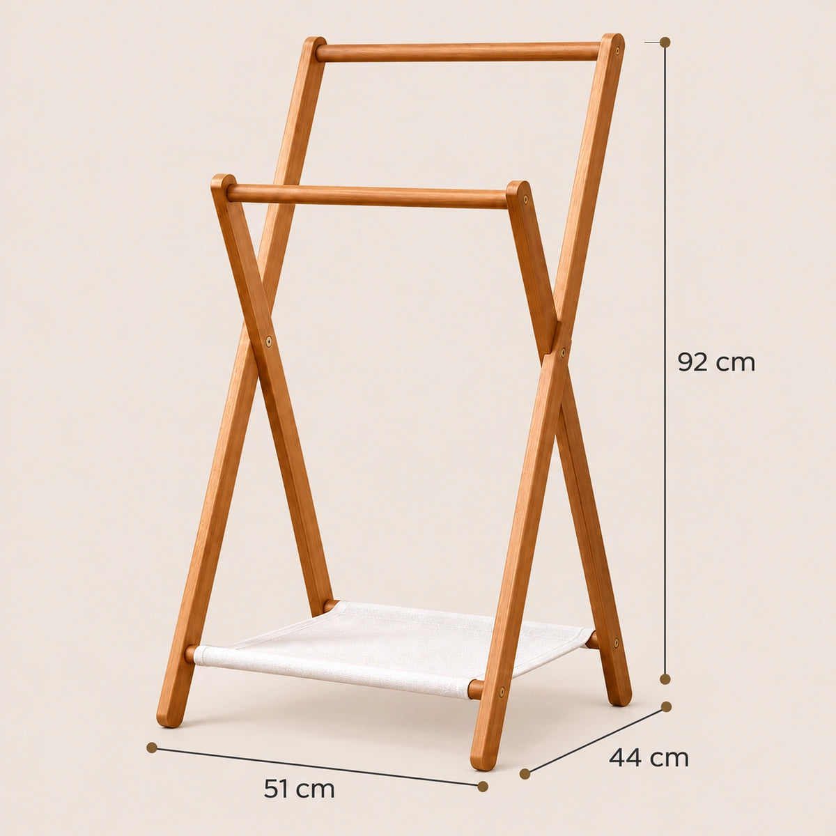 Portant bambou pliant sur pied 51 x 92 cm - dimensions du produit