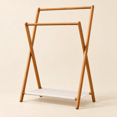 Portant bambou pliant sur pied 79 x 114 cm