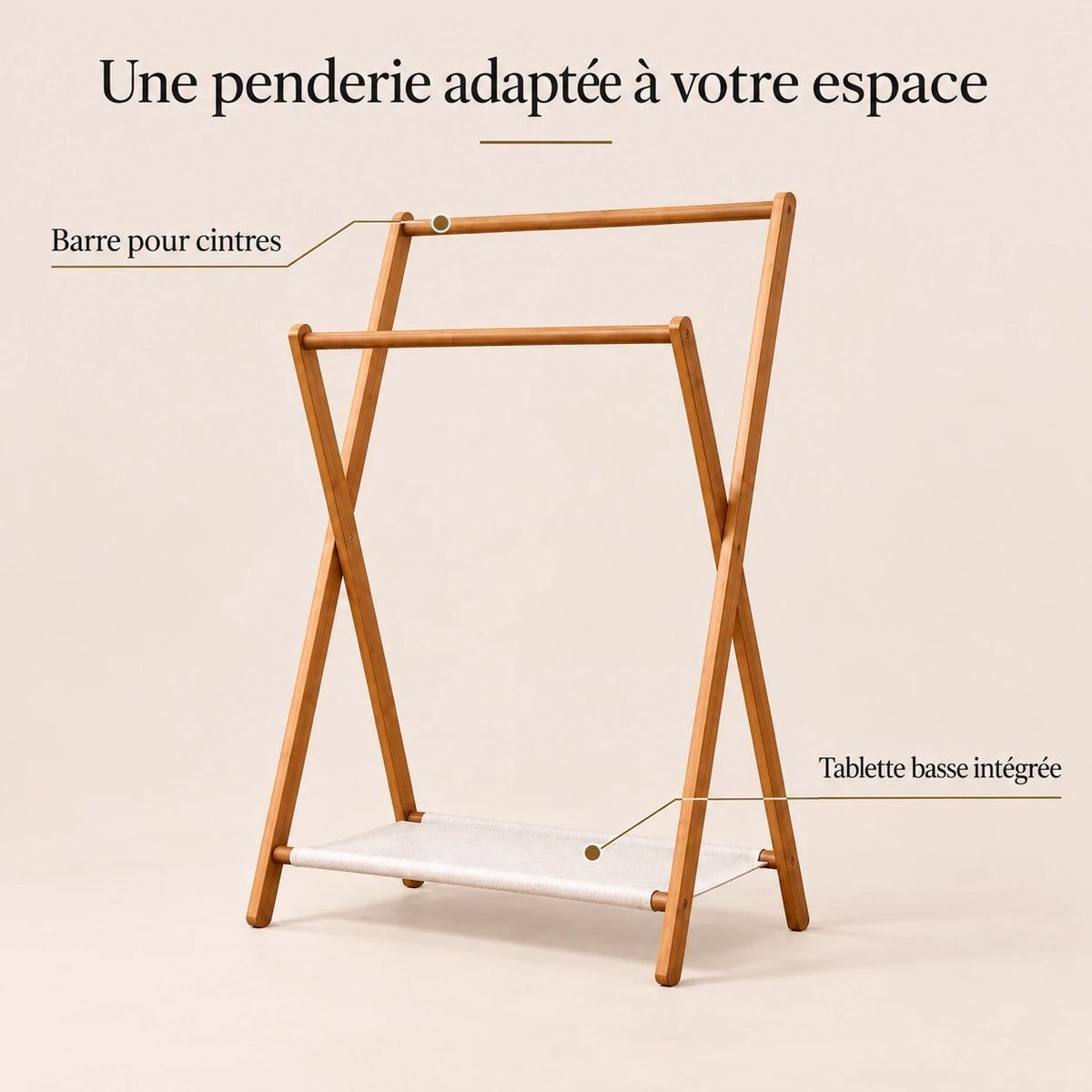 Portant bambou pliant sur pied 79 x 114 cm - bénéfices et organisation