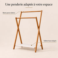 Portant bambou pliant sur pied 79 x 114 cm - bénéfices et organisation