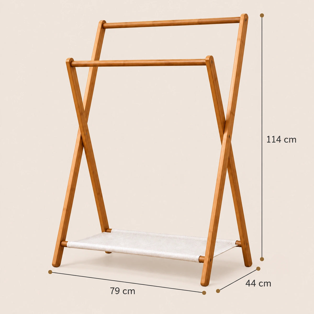 Portant bambou pliant sur pied 79 x 114 cm - dimensions du produit
