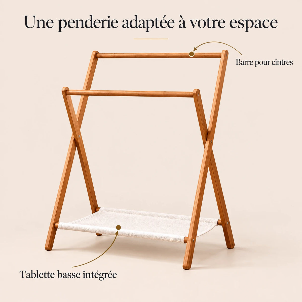 Portant bambou pliant sur pied 79 x 92 cm - bénéfices et organisation