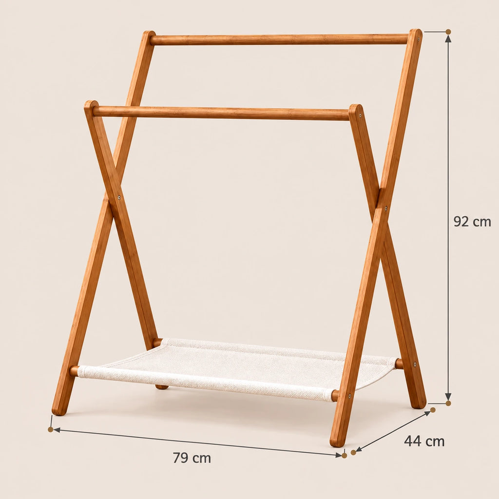 Portant bambou pliant sur pied 79 x 92 cm - dimensions du produit