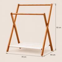 Portant bambou pliant sur pied 79 x 92 cm - dimensions du produit
