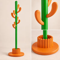 Porte-manteau cactus 145 cm orange, 8 crochets : détail des branches et de la base