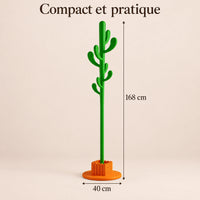 Porte-manteau cactus 168 cm vert, 8 crochets : infographie des dimensions du produit
