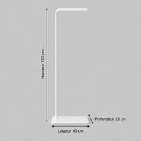 Dimensions du valet blanc : hauteur 170 cm, largeur 40 cm et profondeur 25 cm