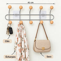 Crochet mural adhésif abricot M - 41 cm : avec clés, écharpe et accessoires suspendus