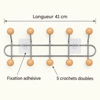 Crochet mural adhésif abricot M - 41 cm : infographie des dimensions et du nombre de crochets
