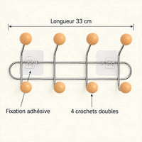 Crochet mural adhésif abricot S - 33 cm : infographie des dimensions et du nombre de crochets