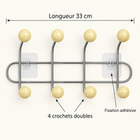 Crochet mural adhésif beige S - 33 cm : infographie des dimensions et du nombre de crochets