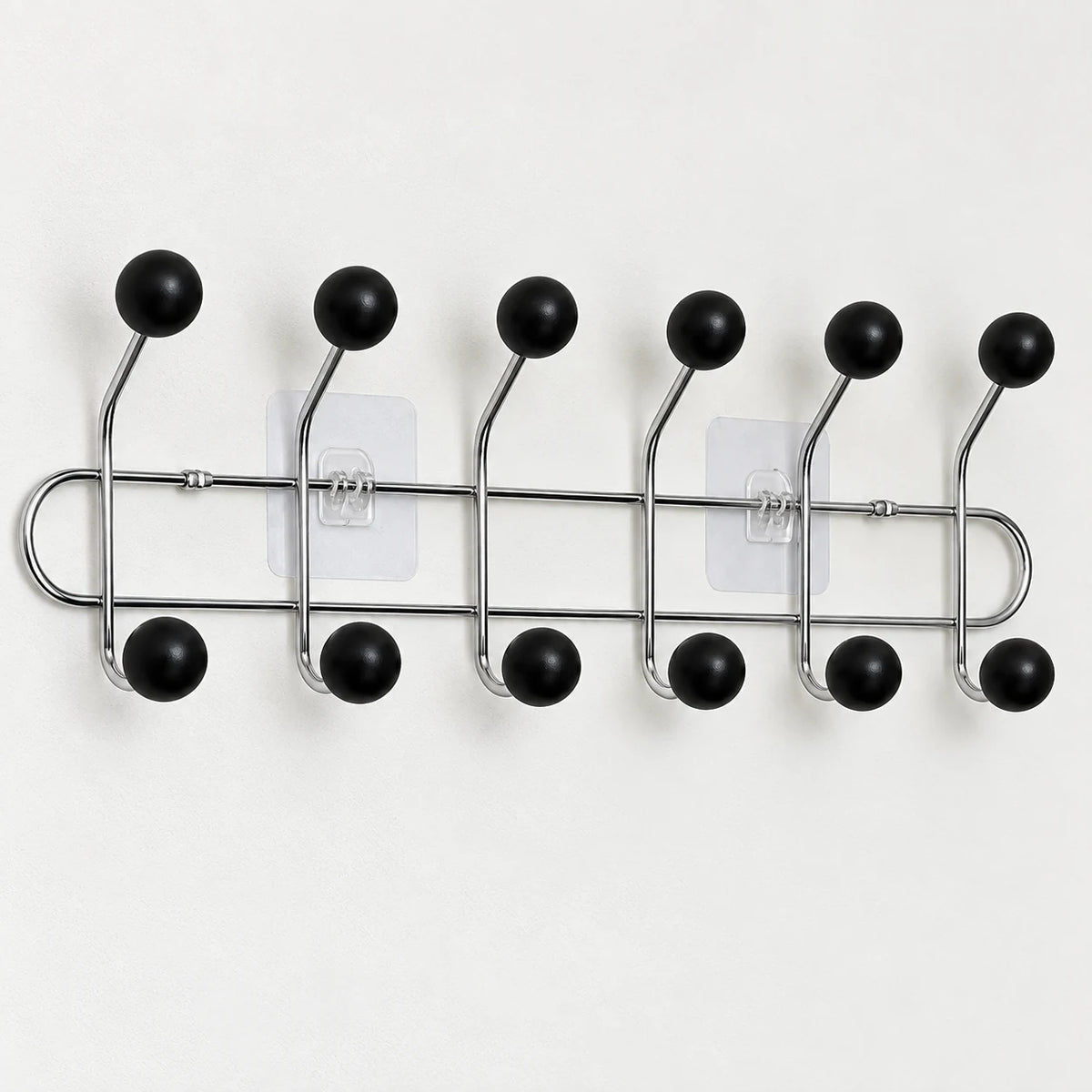Crochet mural adhésif noir bois L - 49 cm : détail de la structure et de la finition