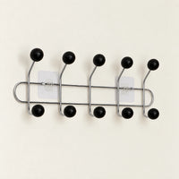 Crochet mural adhésif noir bois M - 41 cm : vue complète sur fond clair