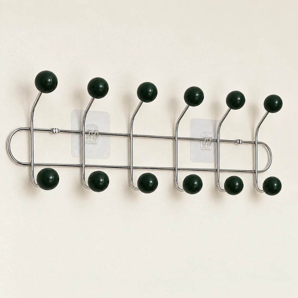 Crochet mural adhésif vert foncé L - 49 cm : vue complète sur fond clair