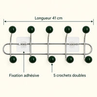 Crochet mural adhésif vert foncé M - 41 cm : infographie des dimensions et du nombre de crochets