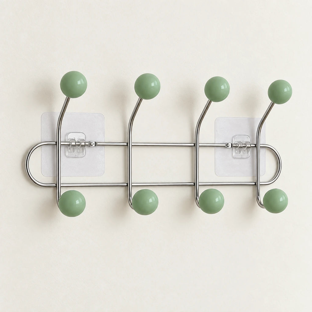 Crochet mural adhésif vert menthe S - 33 cm : vue complète sur fond clair