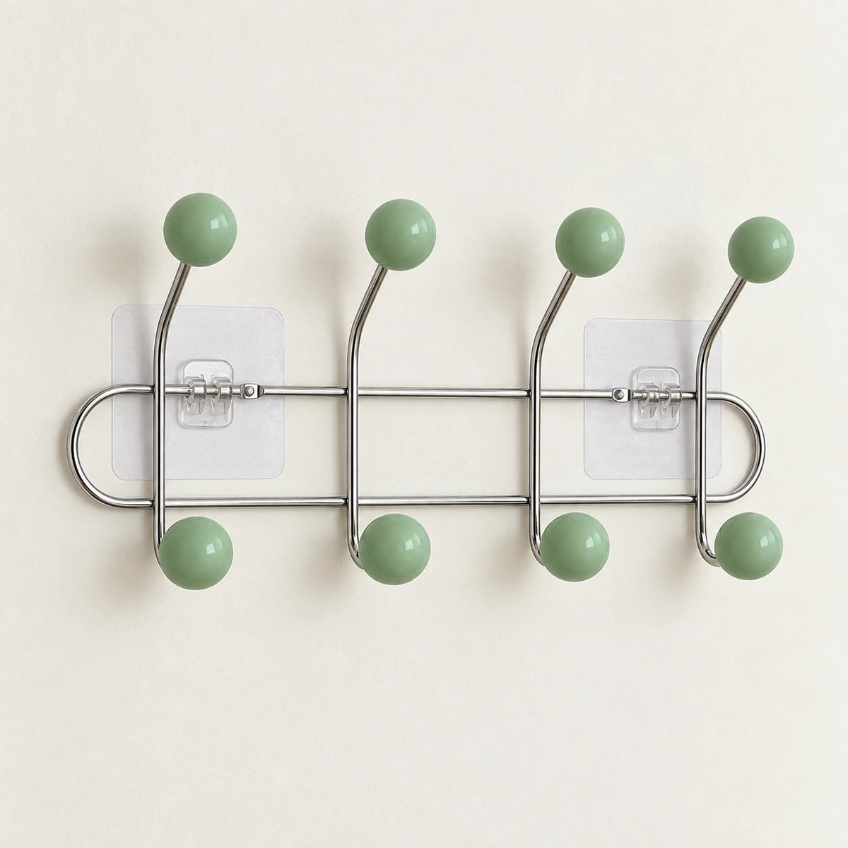 Crochet mural adhésif vert menthe S - 33 cm : vue complète sur fond clair