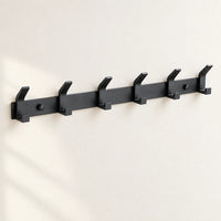 Crochet mural noir aluminium 6 crochets — sur fond clair