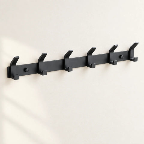Crochet mural noir aluminium 6 crochets