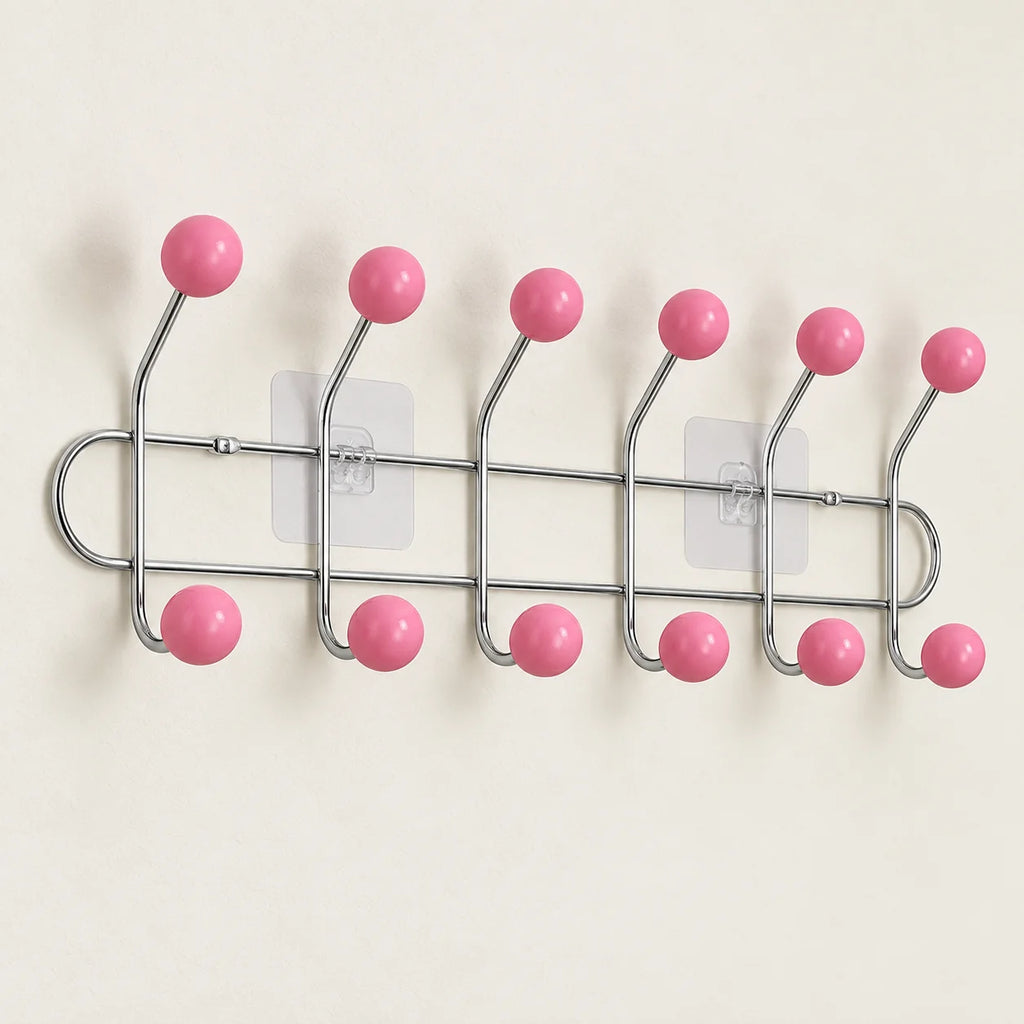 Crochet mural adhésif rose L - 49 cm — sur fond clair