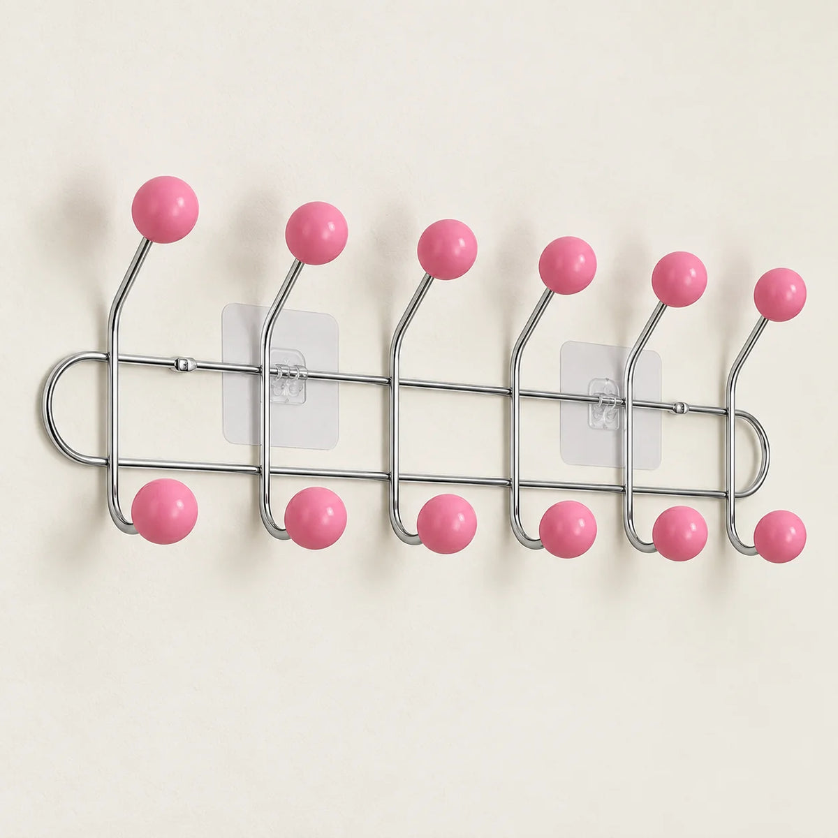 Crochet mural adhésif rose L - 49 cm — sur fond clair