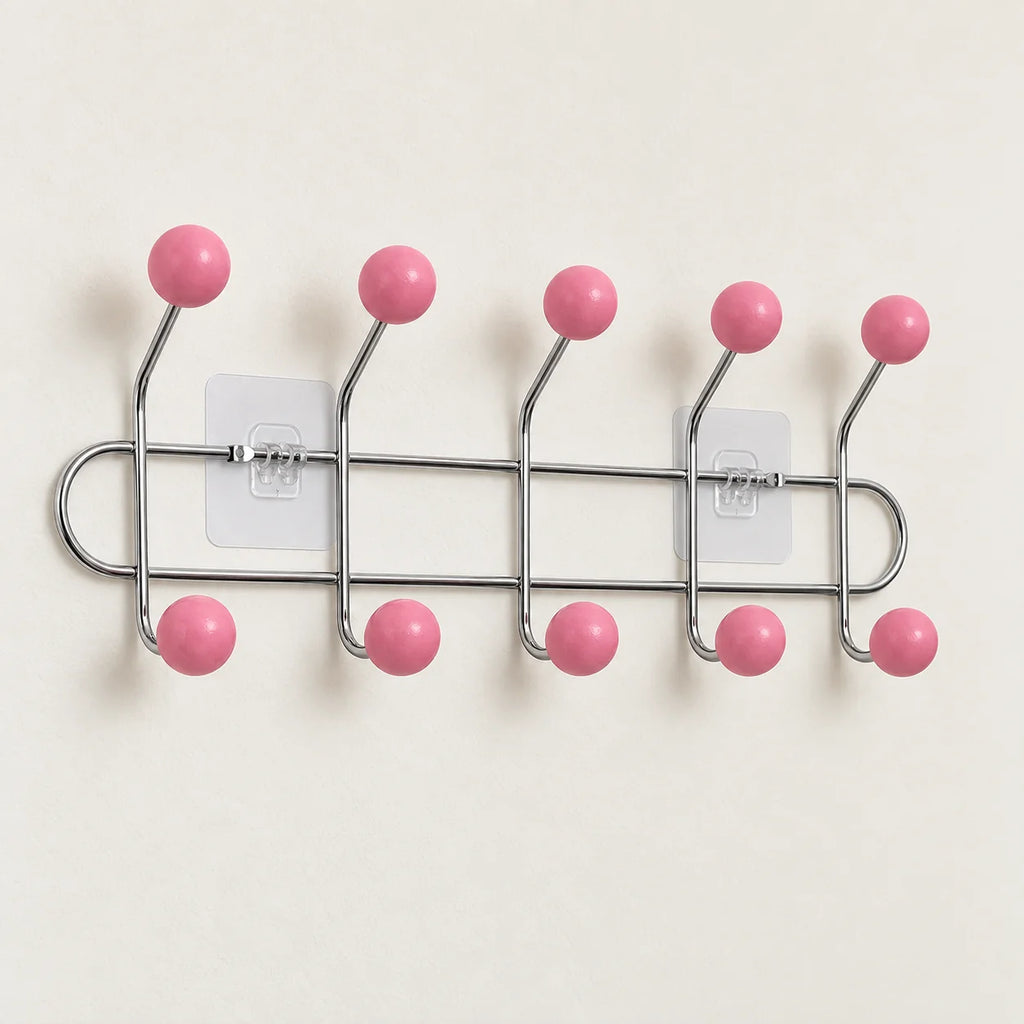 Crochet mural adhésif rose M - 41 cm — sur fond clair