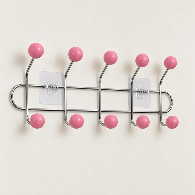 Crochet mural adhésif rose M - 41 cm — sur fond clair