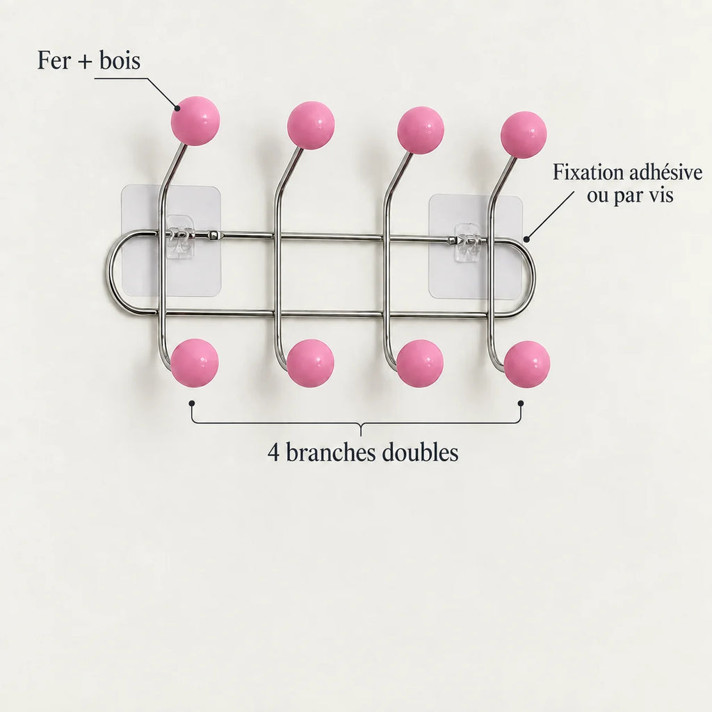 Crochet mural adhésif rose S - 33 cm — avec ses caractéristiques vérifiées