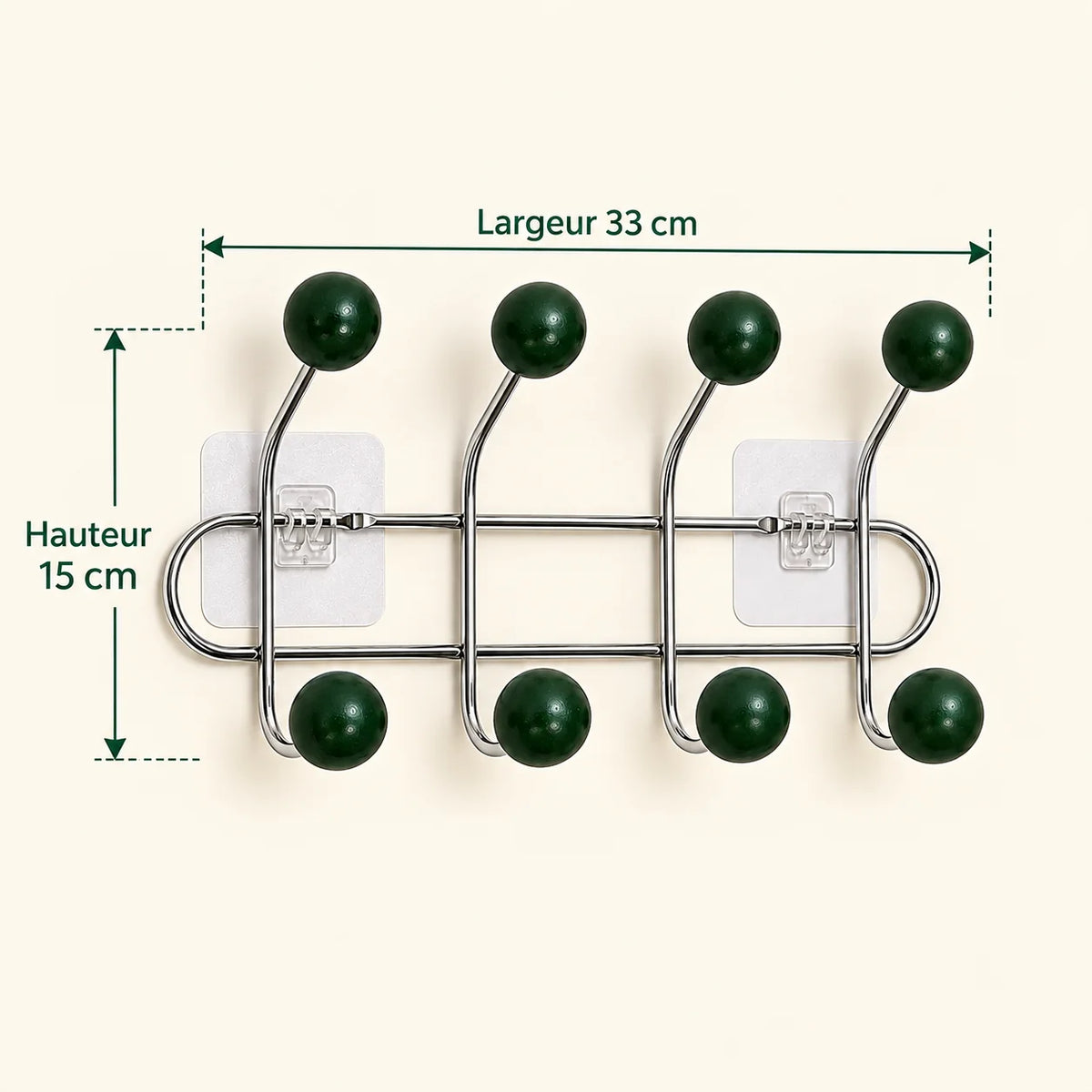 Crochet mural adhésif vert foncé S - 33 cm — avec ses informations techniques vérifiées