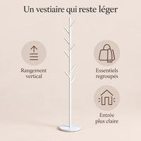 Porte-manteau arbre blanc base marbre - benefices et organisation