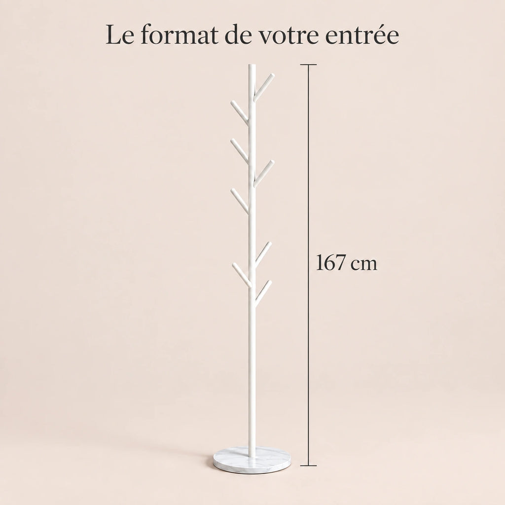 Porte-manteau arbre blanc base marbre - format dans une entree