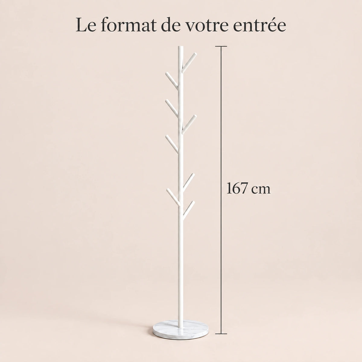 Porte-manteau arbre blanc base marbre - format dans une entree