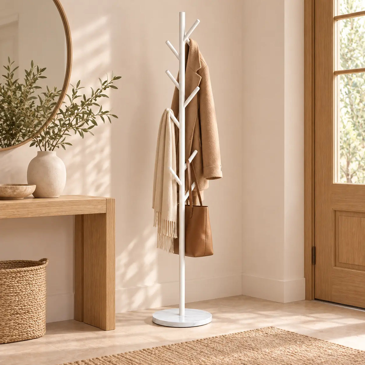 Porte-manteau arbre blanc base marbre - seconde mise en scene