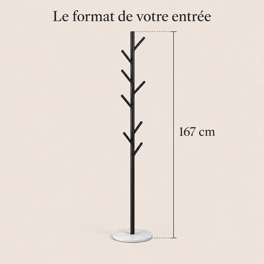 Porte-manteau design noir base marbre - format dans une entree