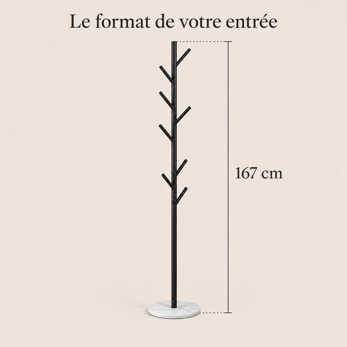 Porte-manteau design noir base marbre - format dans une entree