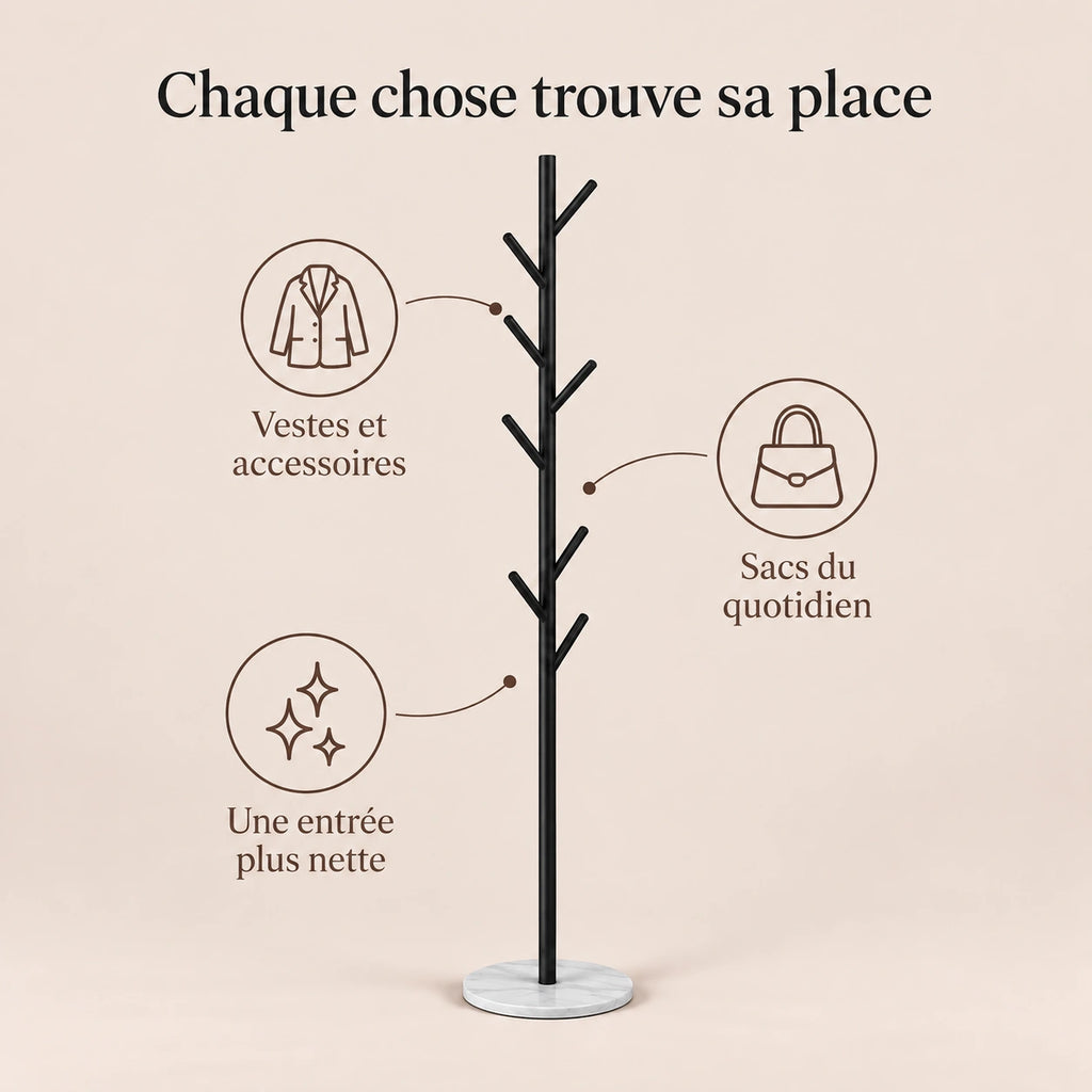 Porte-manteau design noir base marbre - conseils utilisation