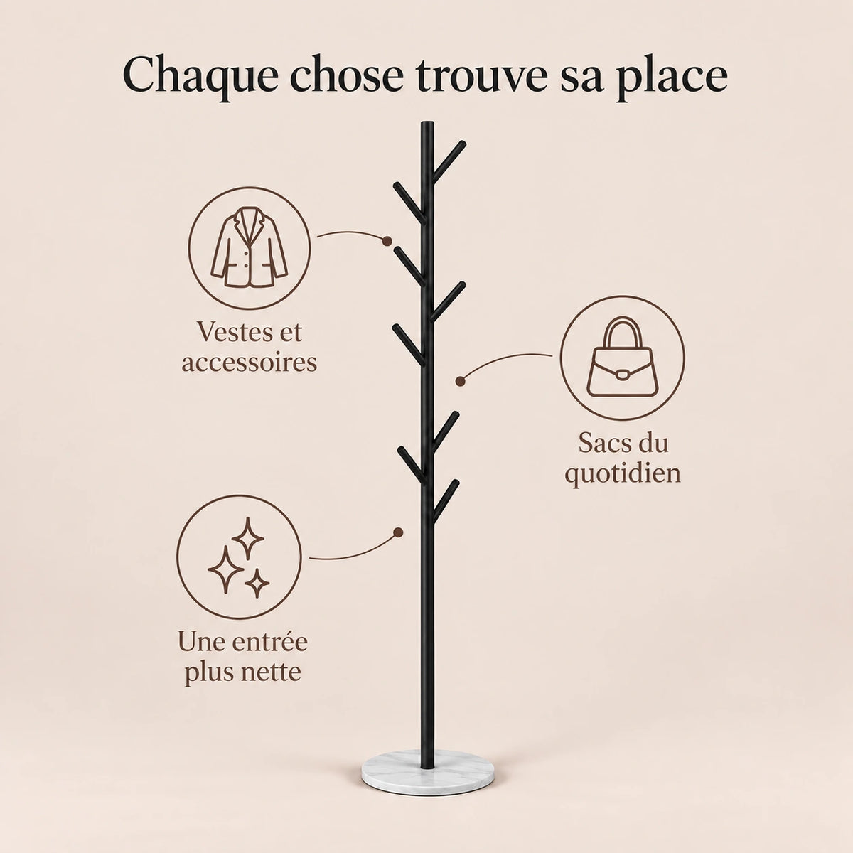Porte-manteau design noir base marbre - conseils utilisation