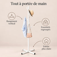 Porte-manteau perroquet blanc 167 cm sur pied - benefices et organisation