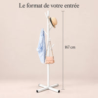 Porte-manteau perroquet blanc 167 cm sur pied - format dans une entree