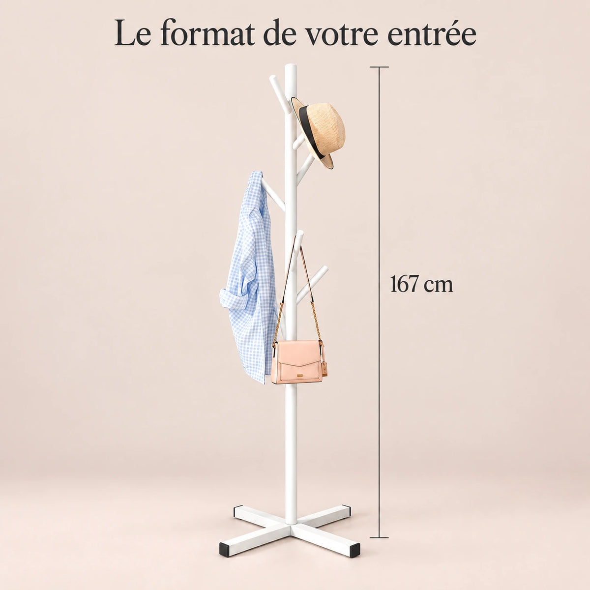 Porte-manteau perroquet blanc 167 cm sur pied - format dans une entree