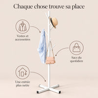Porte-manteau perroquet blanc 167 cm sur pied - conseils utilisation