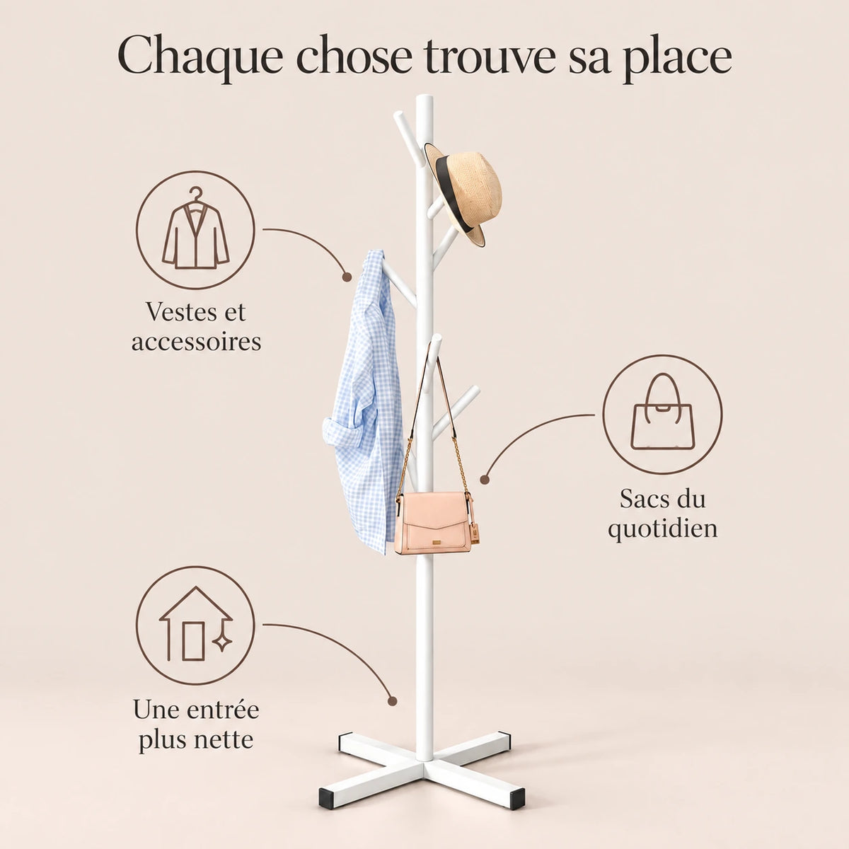Porte-manteau perroquet blanc 167 cm sur pied - conseils utilisation