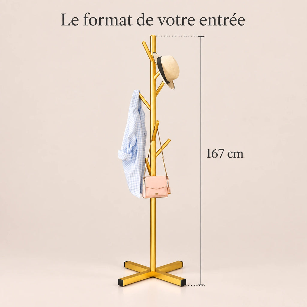 Porte-manteau perroquet doré 167 cm - format dans une entree