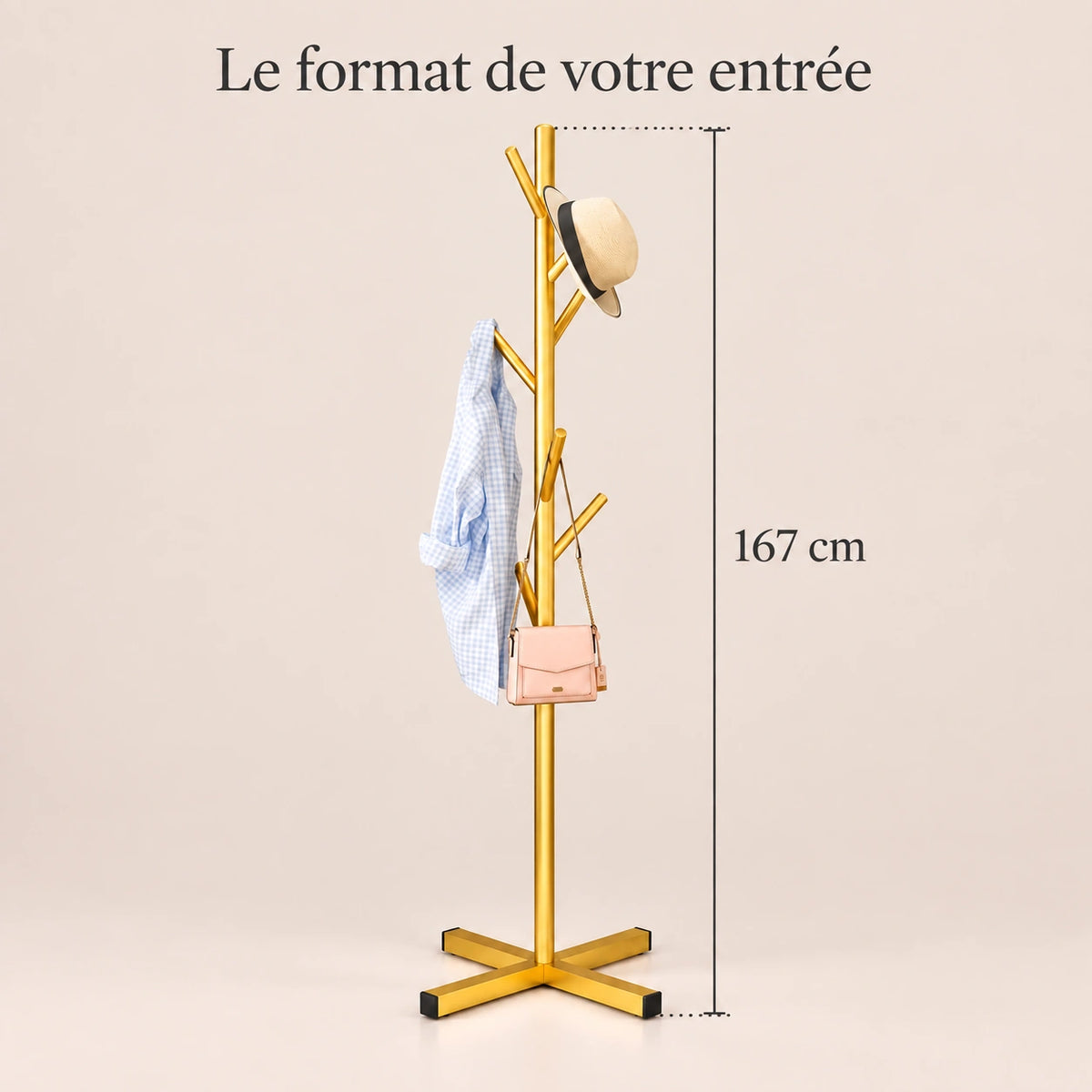 Porte-manteau perroquet doré 167 cm - format dans une entree