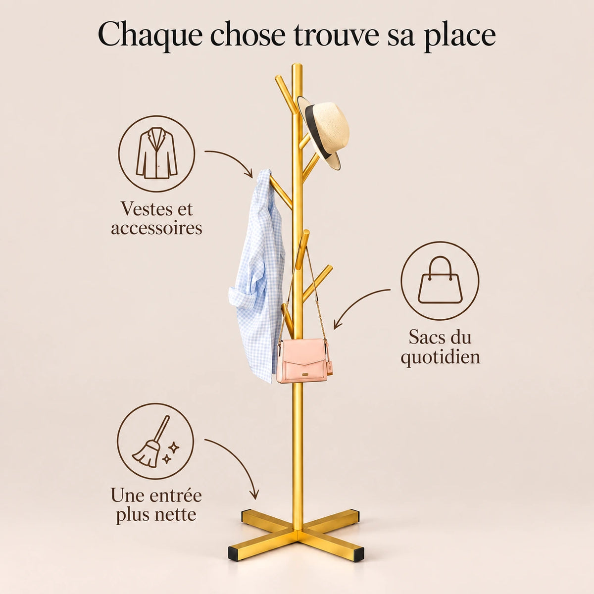 Porte-manteau perroquet doré 167 cm - conseils utilisation