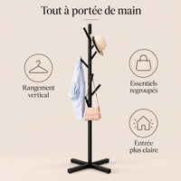 Porte-manteau perroquet noir 167 cm sur pied - benefices et organisation